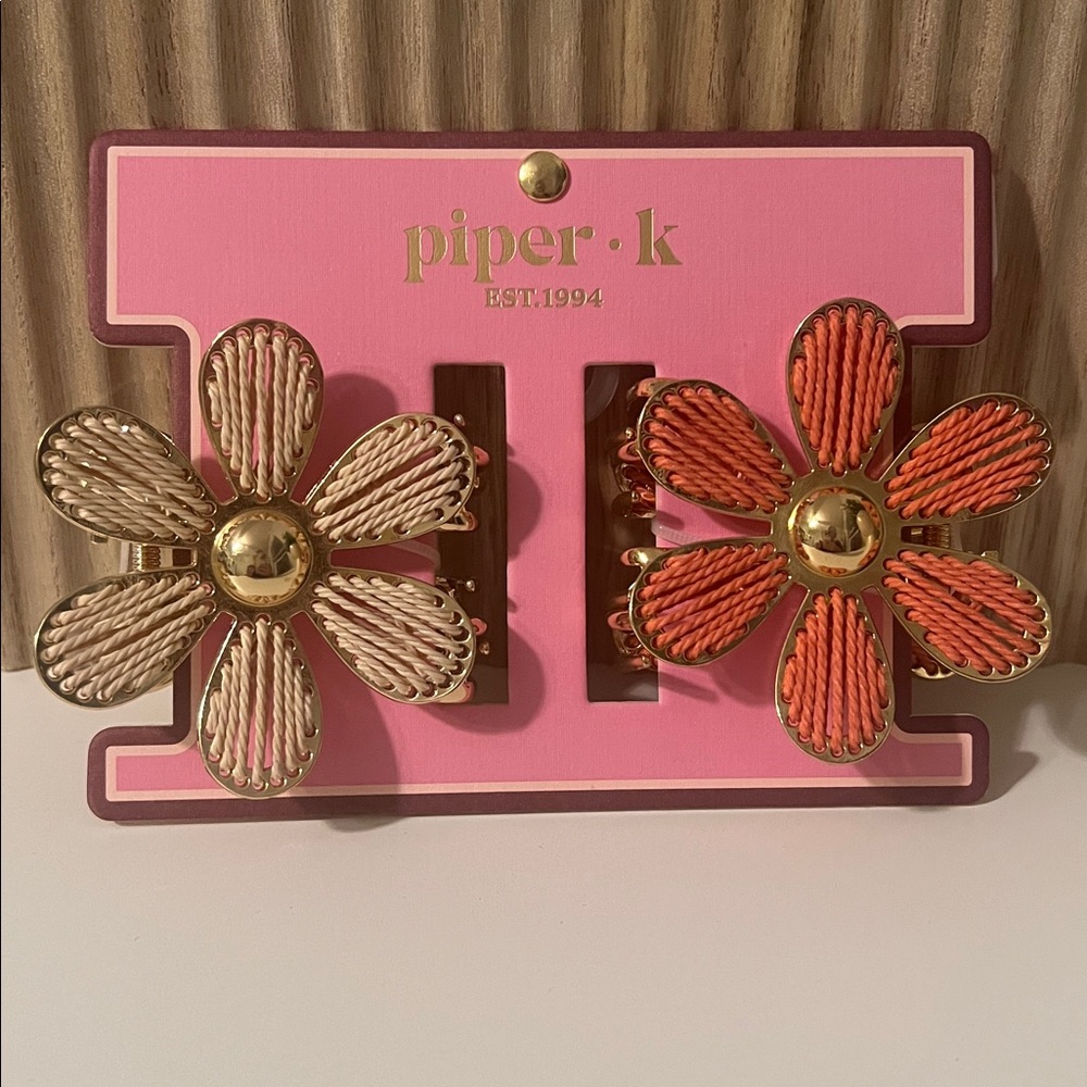 Piper K Woven Flower Hair Claw Clips